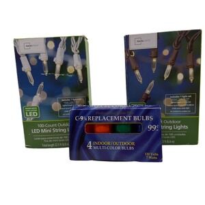 Mainstays 100 Count Outdoor LED Mini String Lights Warm White Multicolor Bulbs